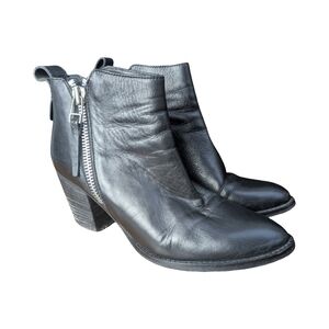 Monk & Lou Double Zip Leather Ankle Boots, Western/Moto Flair, Women's 8.5 (39)
